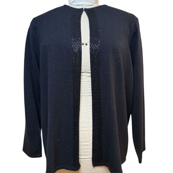Designers Originals Beaded Cardigan Sz. XL Black Warm Cozy Elegant - Picture 2 of 9